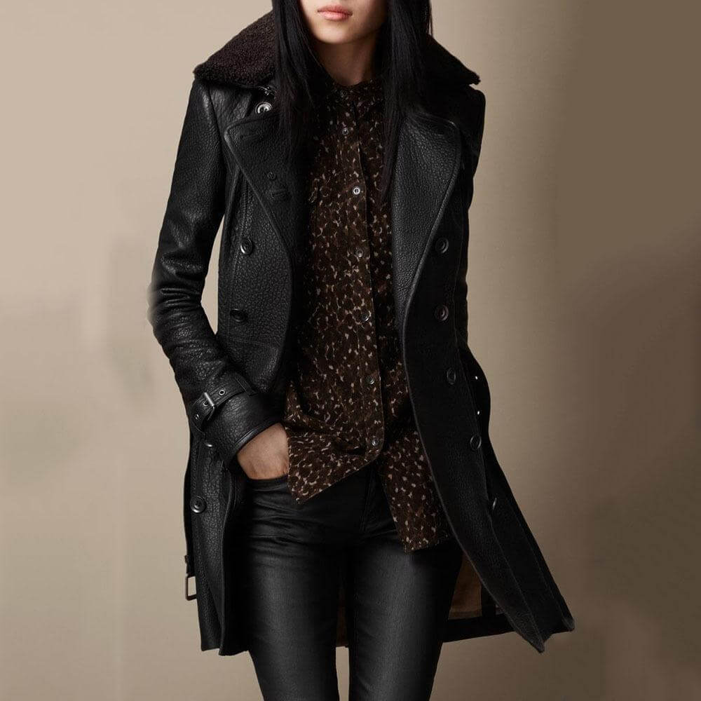 Aria – Elegant 3/4 Leather Coat