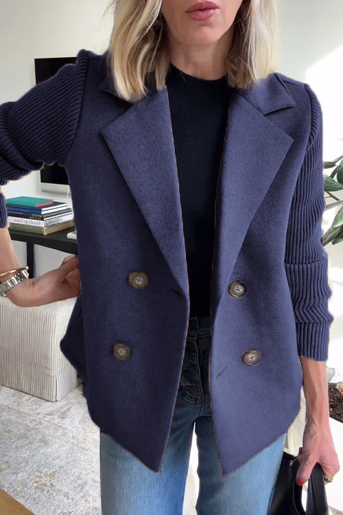 Elara – Chic Knit-Sleeve Blazer