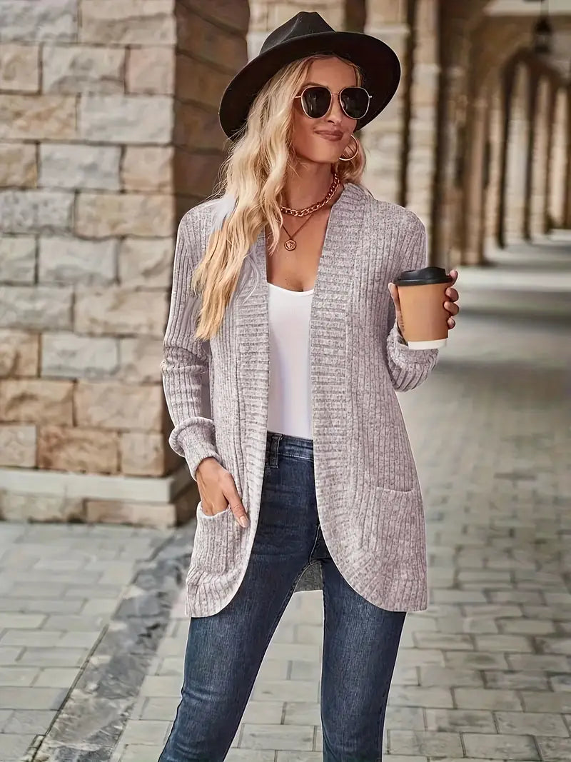 Nevara™ — Ribbed Long Cardigan