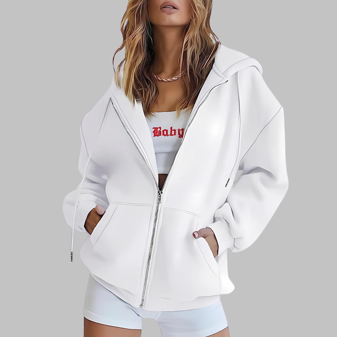 Riane – Zip-Up Oversized Hooded Jacket
