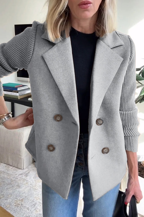 Elara – Chic Knit-Sleeve Blazer