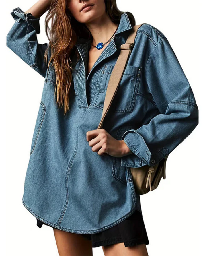 Micahla™ — Oversized Denim Pullover