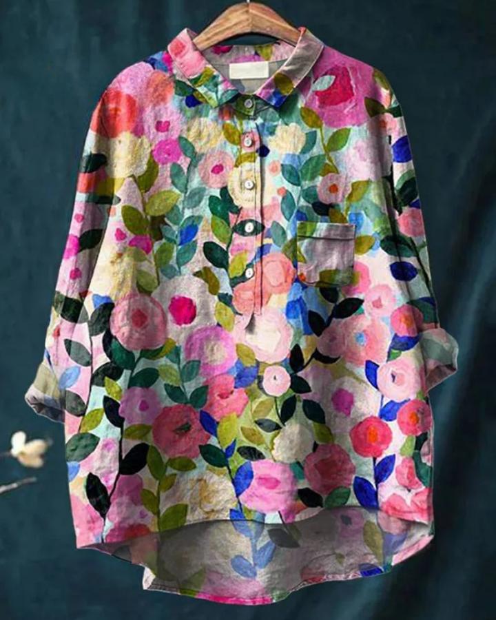 Elara – Floral Button-Down Shirt