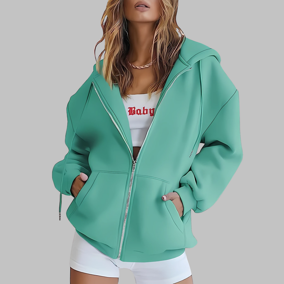 Riane – Zip-Up Oversized Hooded Jacket