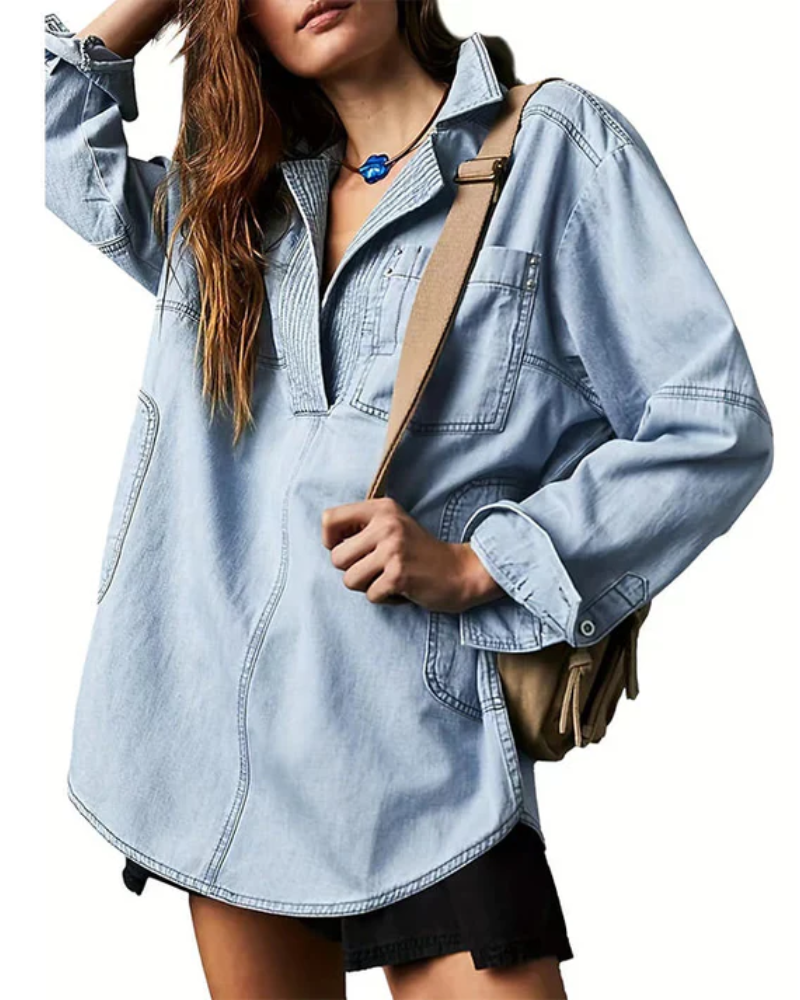 Micahla™ — Oversized Denim Pullover
