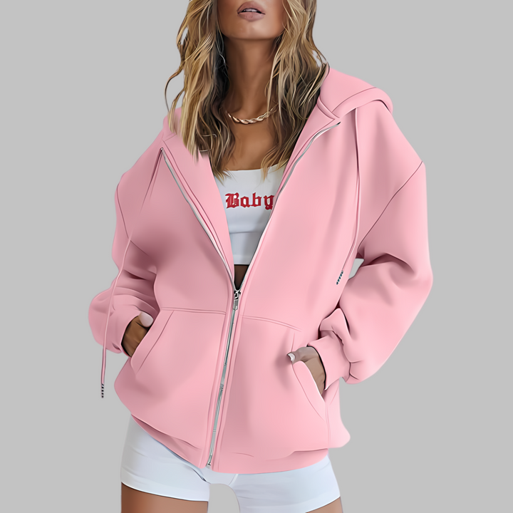 Riane – Zip-Up Oversized Hooded Jacket
