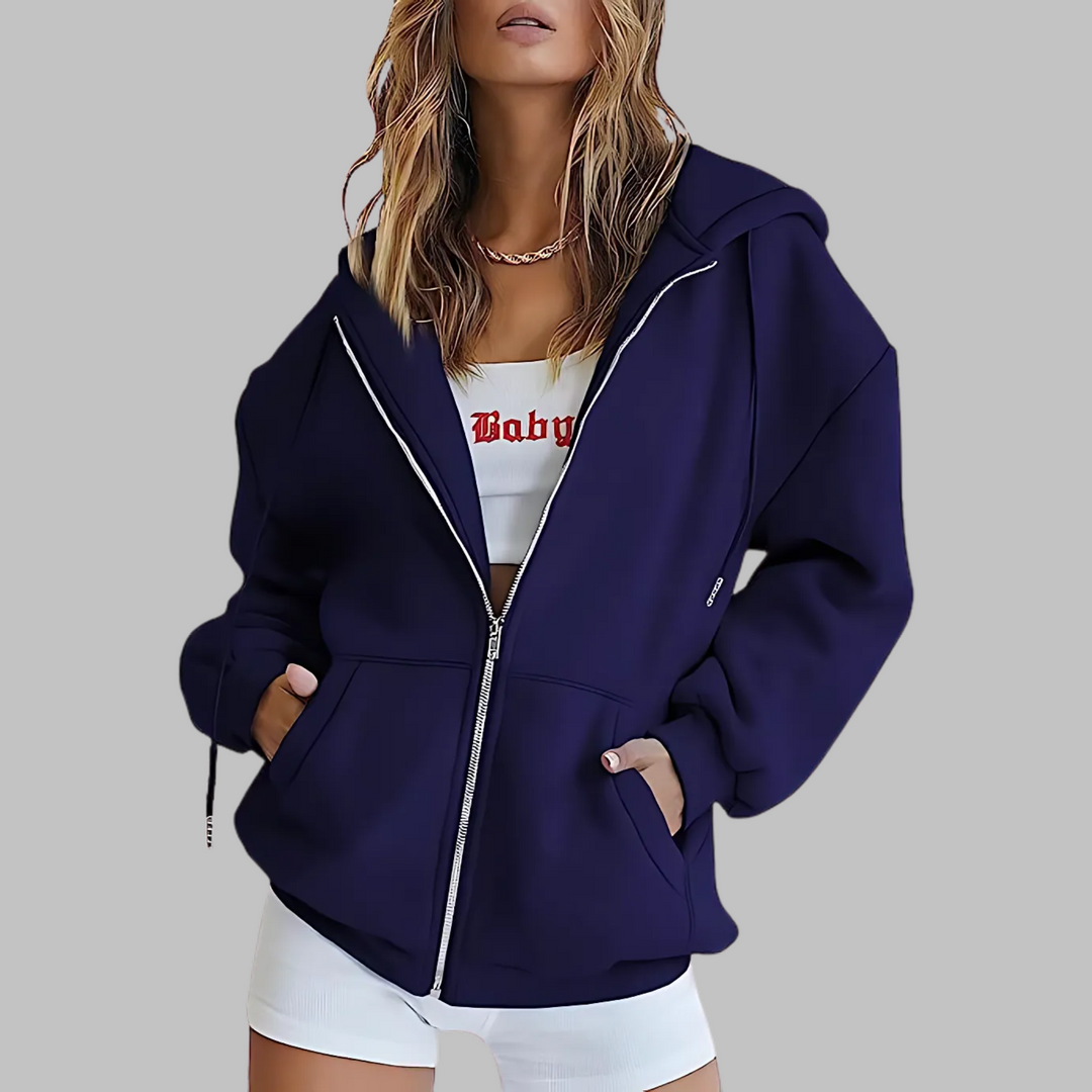 Riane – Zip-Up Oversized Hooded Jacket