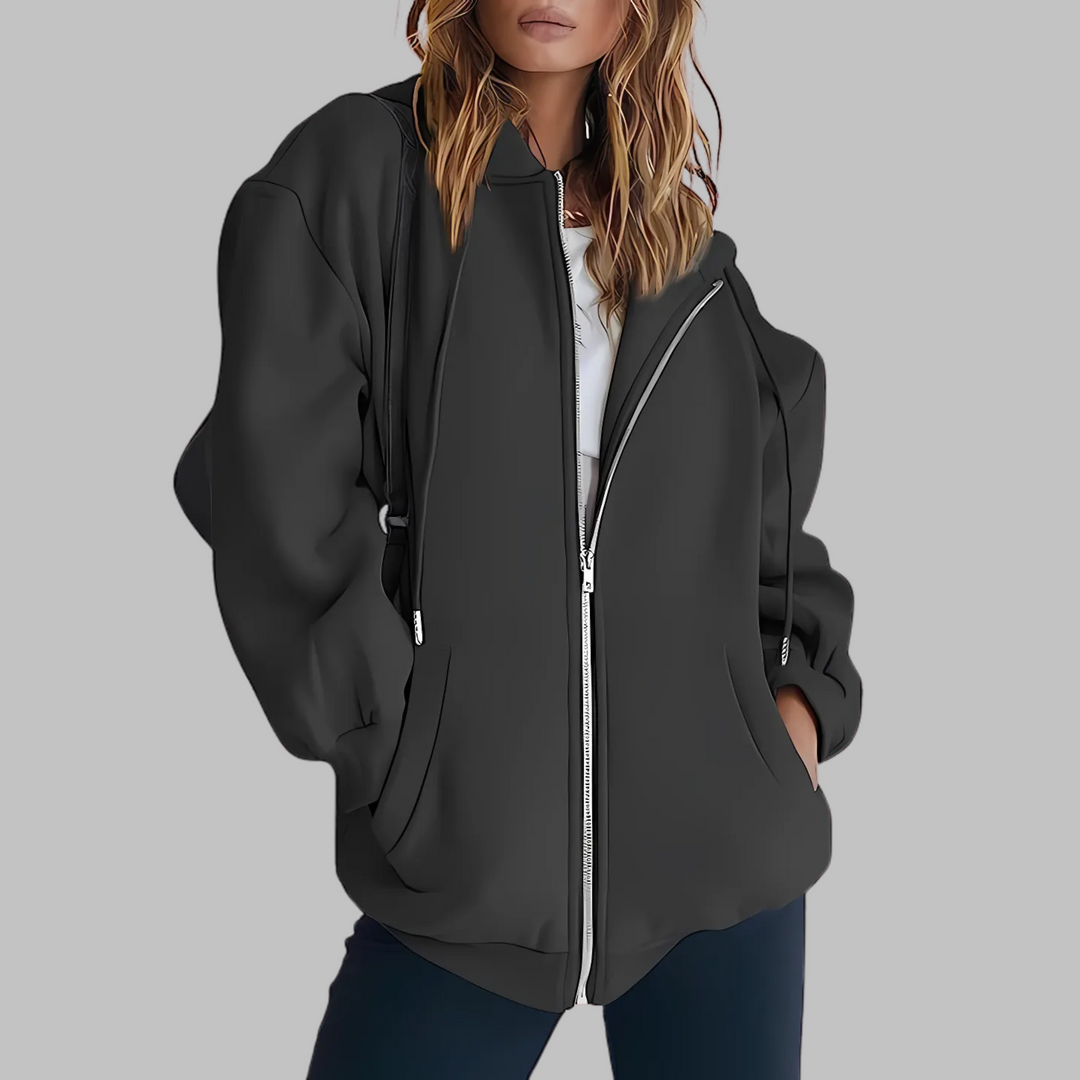 Riane – Zip-Up Oversized Hooded Jacket