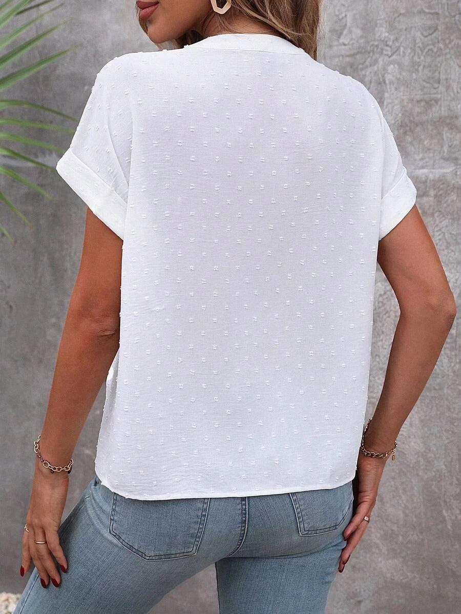 Marigold – Swiss Dot Buttoned Top