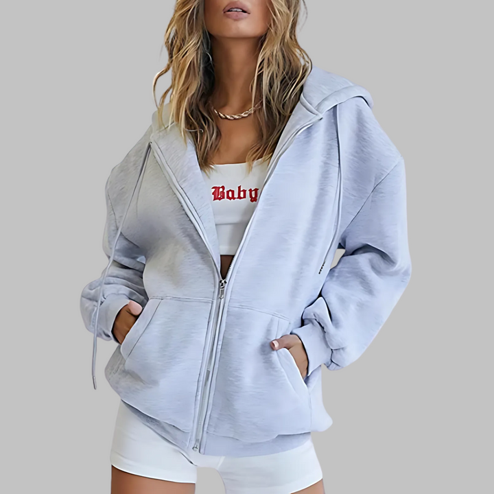 Riane – Zip-Up Oversized Hooded Jacket