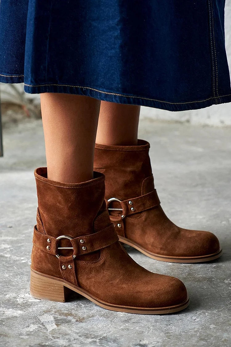 Eloena™ — Vintage Buckled Ankle Boots