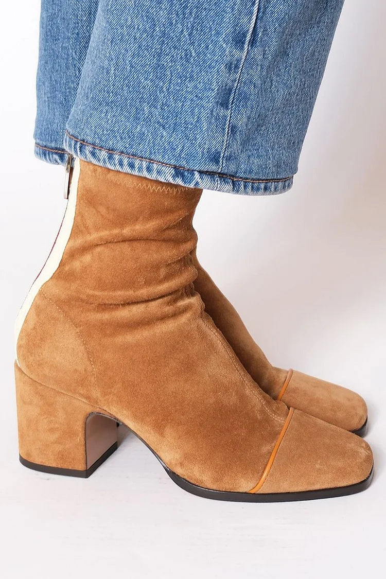 Aveline – Suede Zipper Ankle Boots