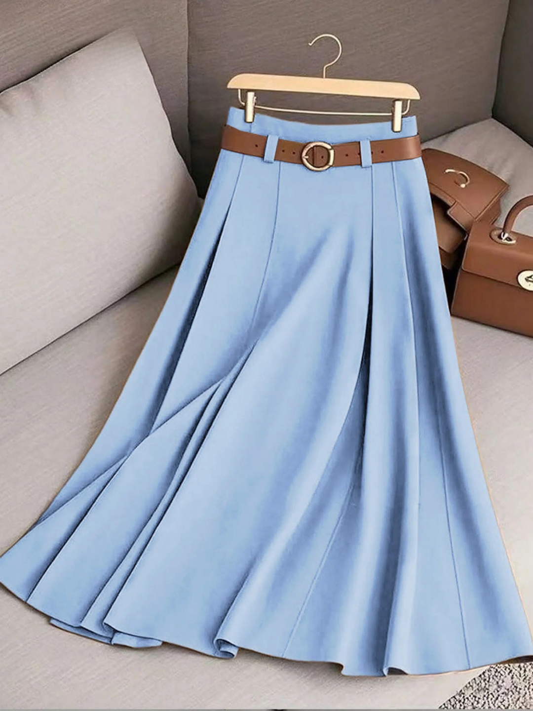 Evella – High-Waist Pleated Maxi Skirt