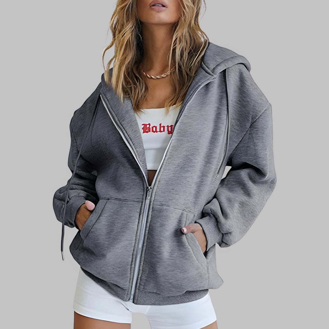 Riane – Zip-Up Oversized Hooded Jacket