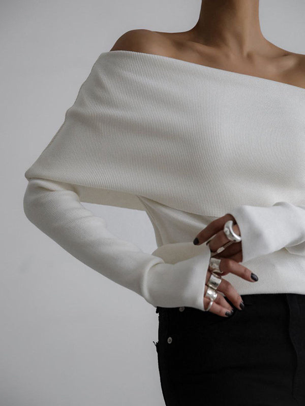 Eriselle — Off-Shoulder Elegance Sweater