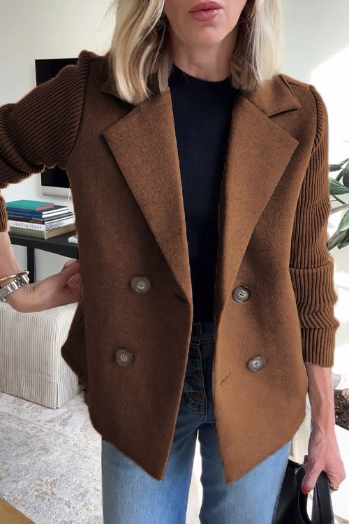 Elara – Chic Knit-Sleeve Blazer