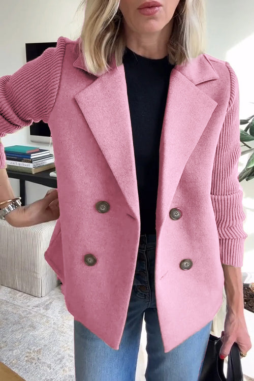 Elara – Chic Knit-Sleeve Blazer