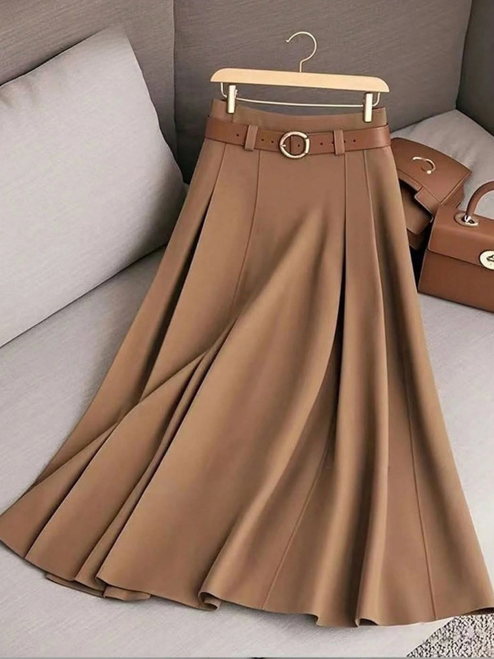 Evella – High-Waist Pleated Maxi Skirt