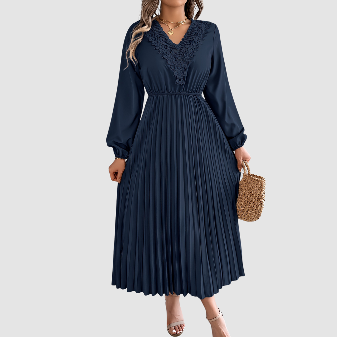 Rivienne – Lace V-Neck A-Line Dress