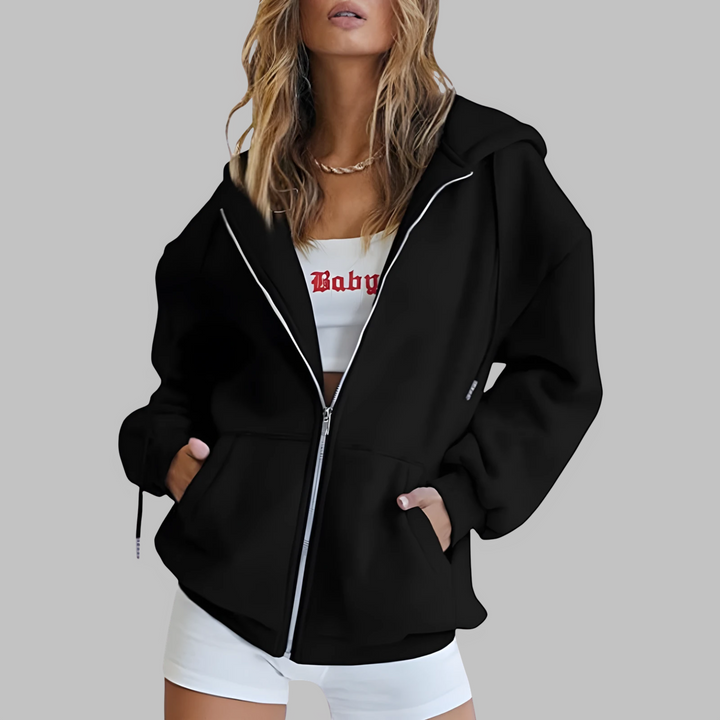 Riane – Zip-Up Oversized Hooded Jacket
