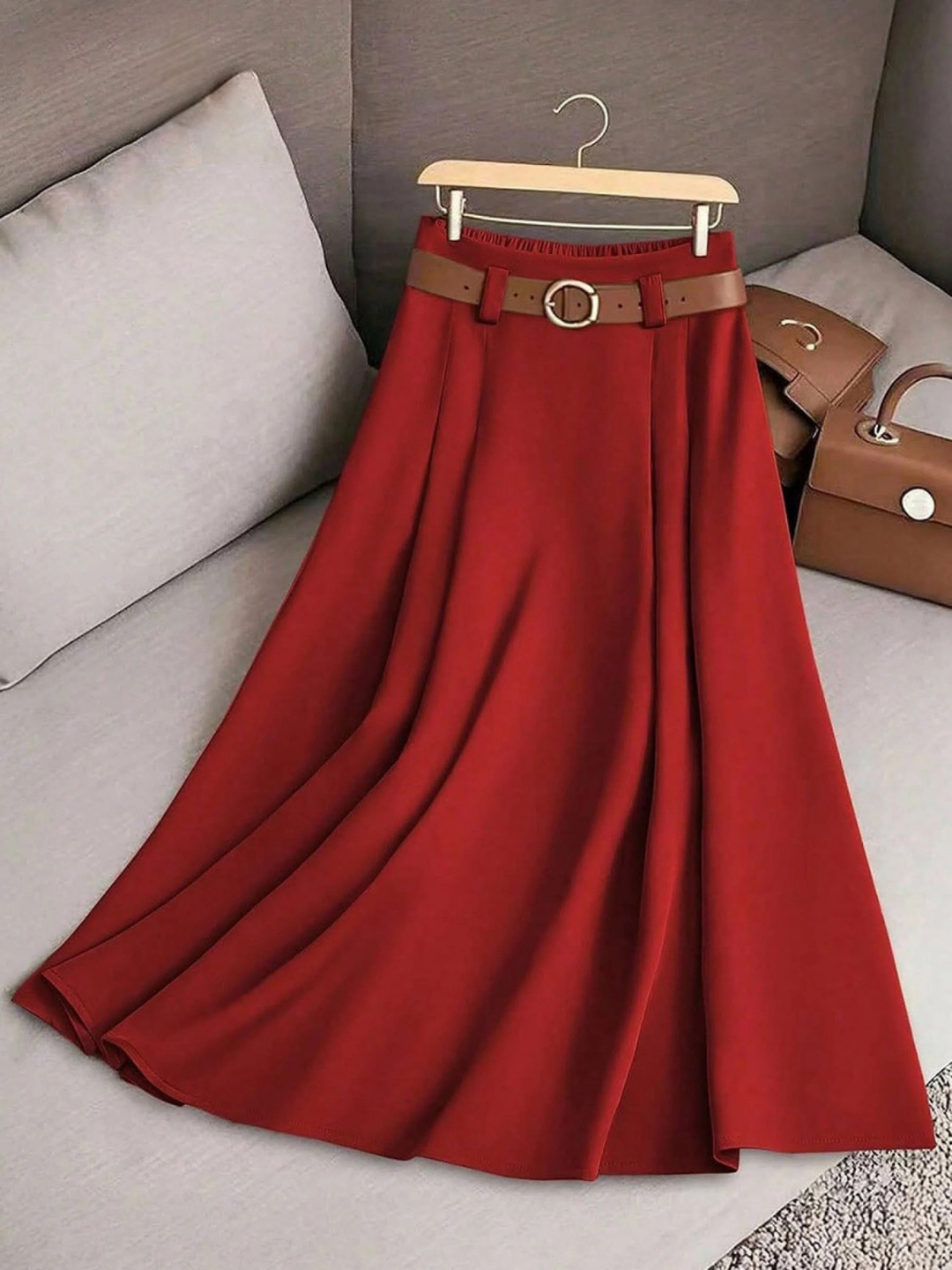 Evella – High-Waist Pleated Maxi Skirt