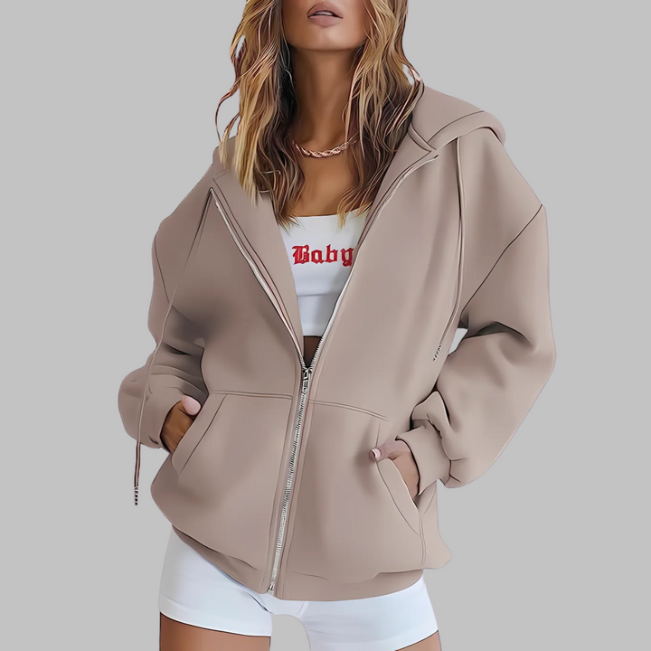 Riane – Zip-Up Oversized Hooded Jacket