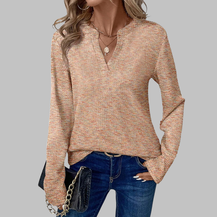 Elara™ – Soft V-Neck Everyday Blouse