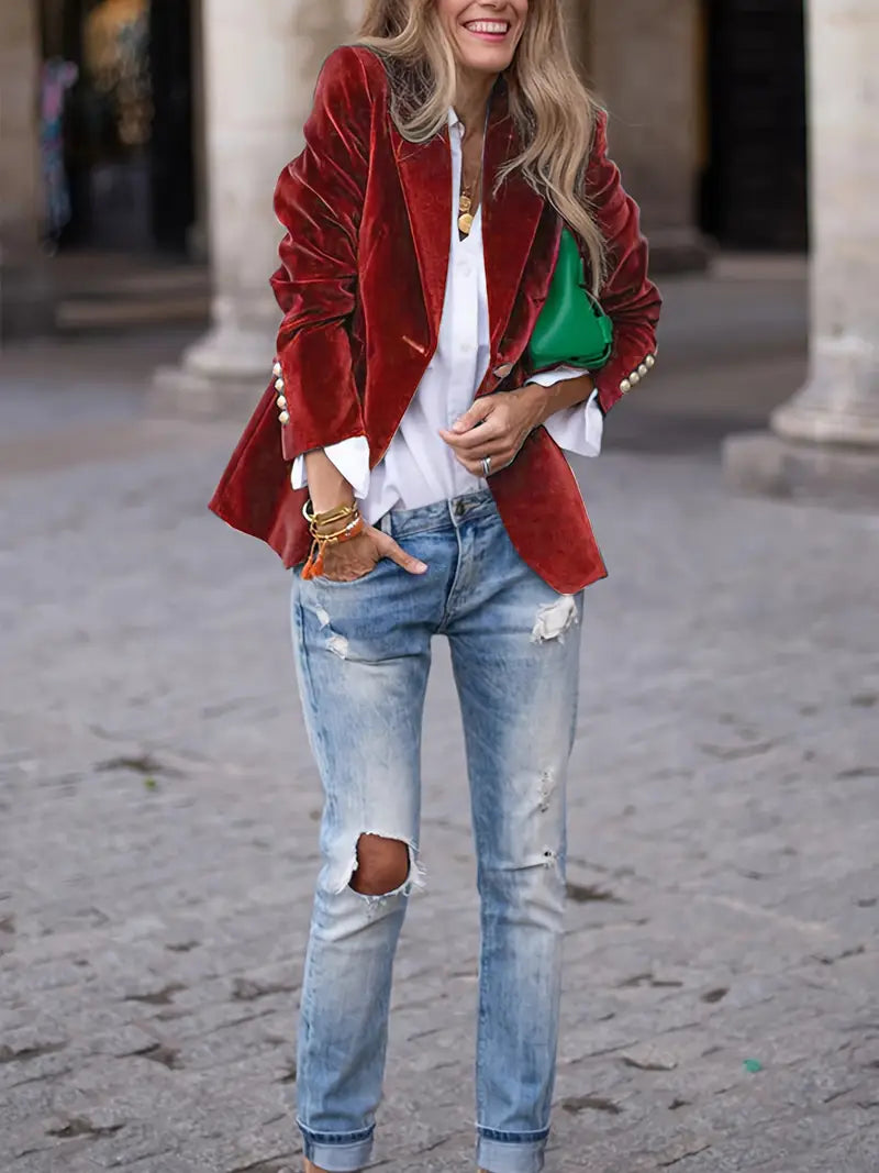 Veloura™ – Velvet Statement Blazer