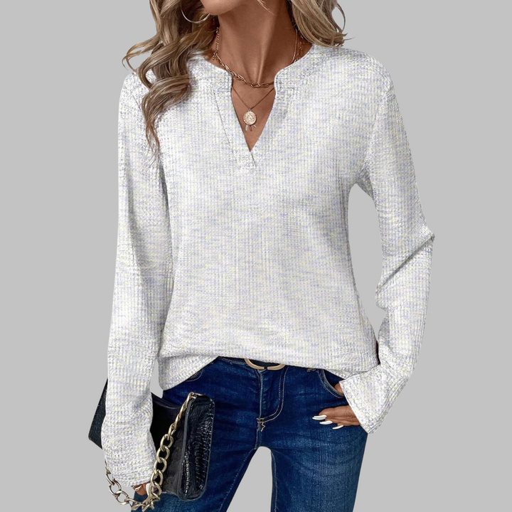 Elara™ – Soft V-Neck Everyday Blouse