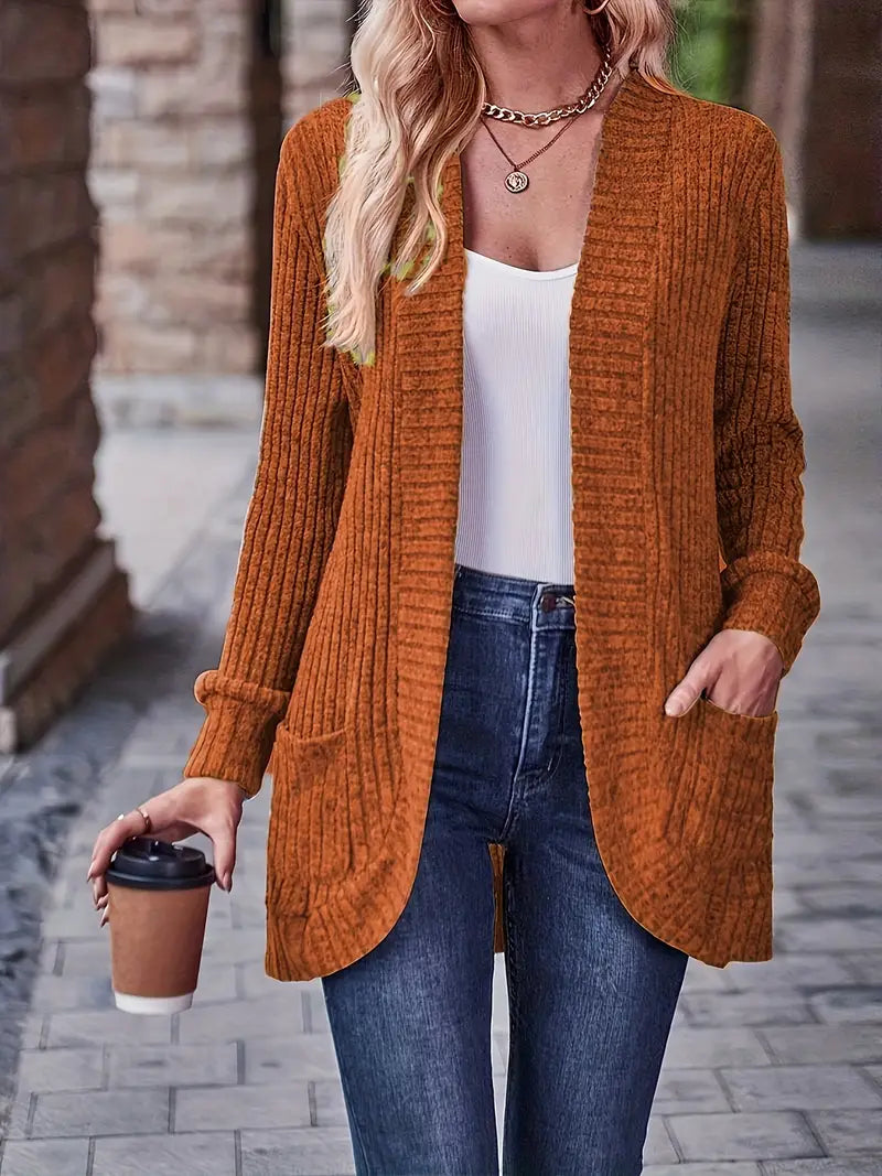 Nevara™ — Ribbed Long Cardigan
