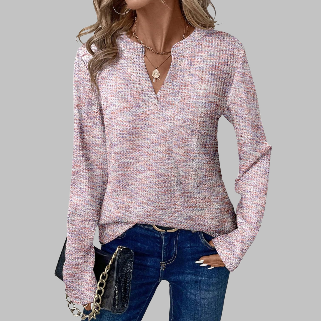 Elara™ – Soft V-Neck Everyday Blouse