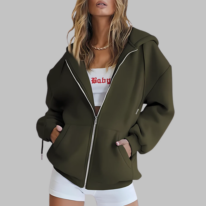Riane – Zip-Up Oversized Hooded Jacket