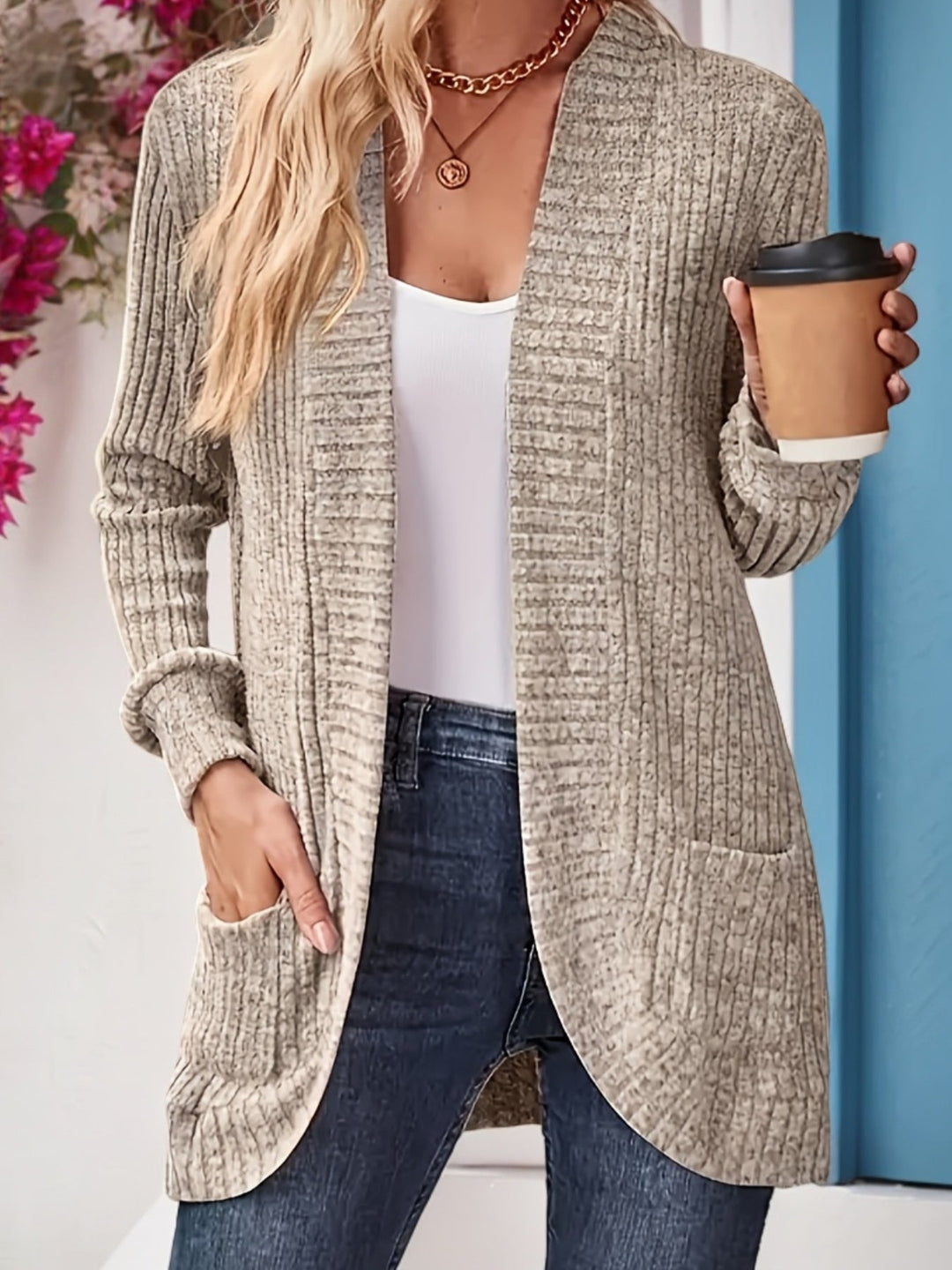 Nevara™ — Ribbed Long Cardigan