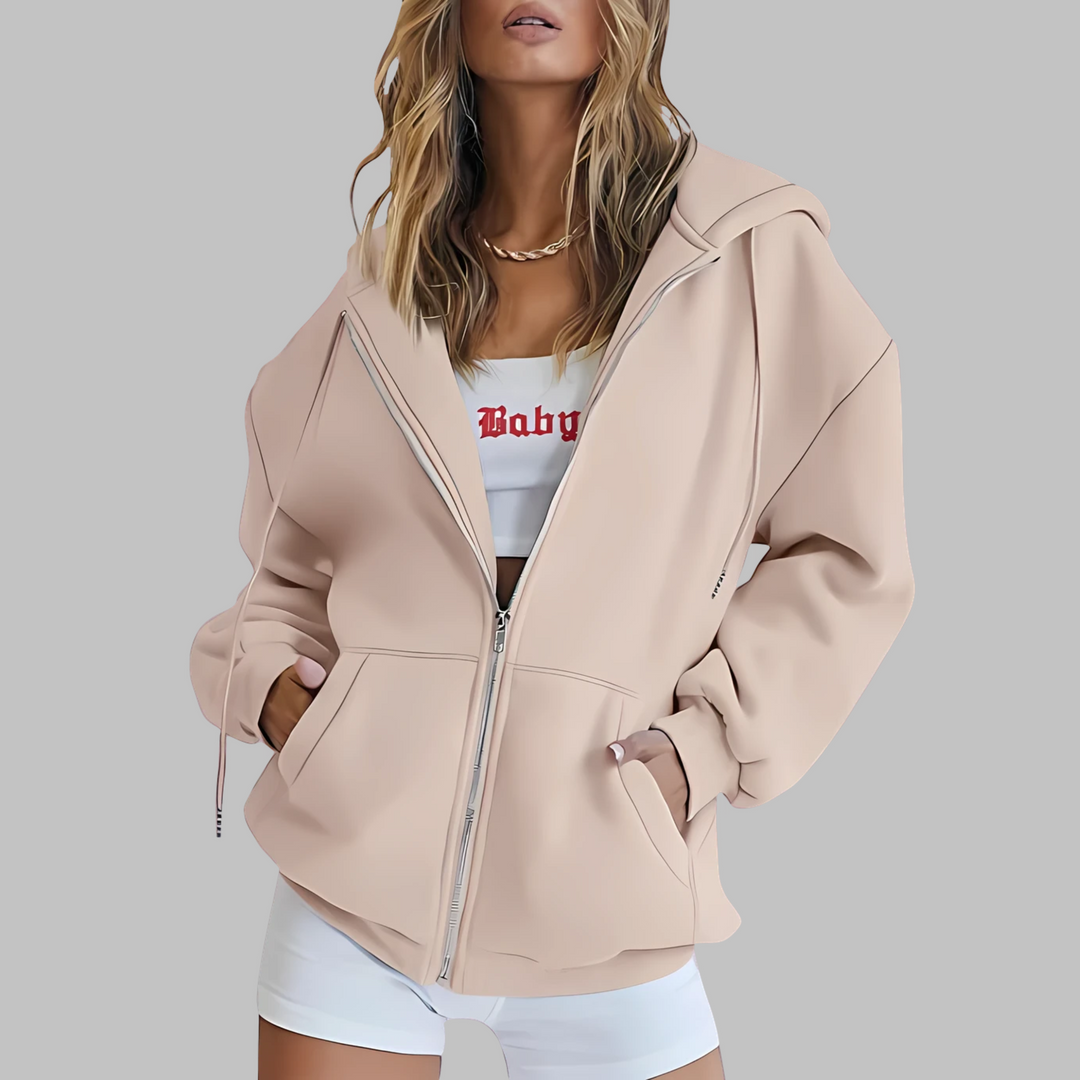 Riane – Zip-Up Oversized Hooded Jacket