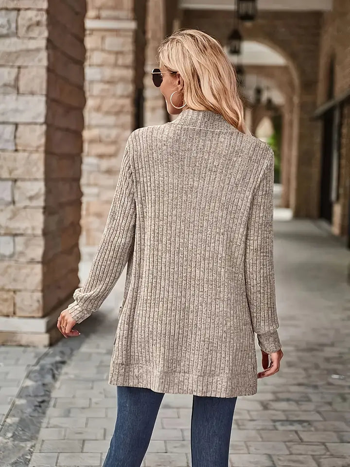 Nevara™ — Ribbed Long Cardigan