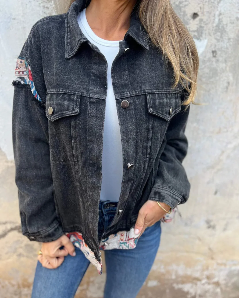 Evalise™ — Denim Patchwork Jacket