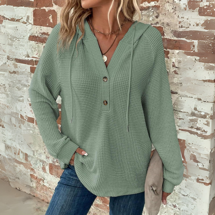 Sioni – Long V-Neck Hoodie Sweatshirt