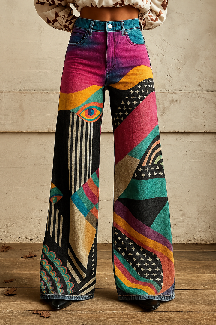 Bianca – Wide-Leg Graphic Pants