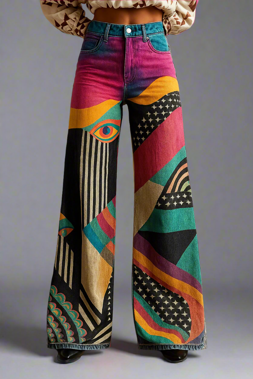 Bianca – Wide-Leg Graphic Pants