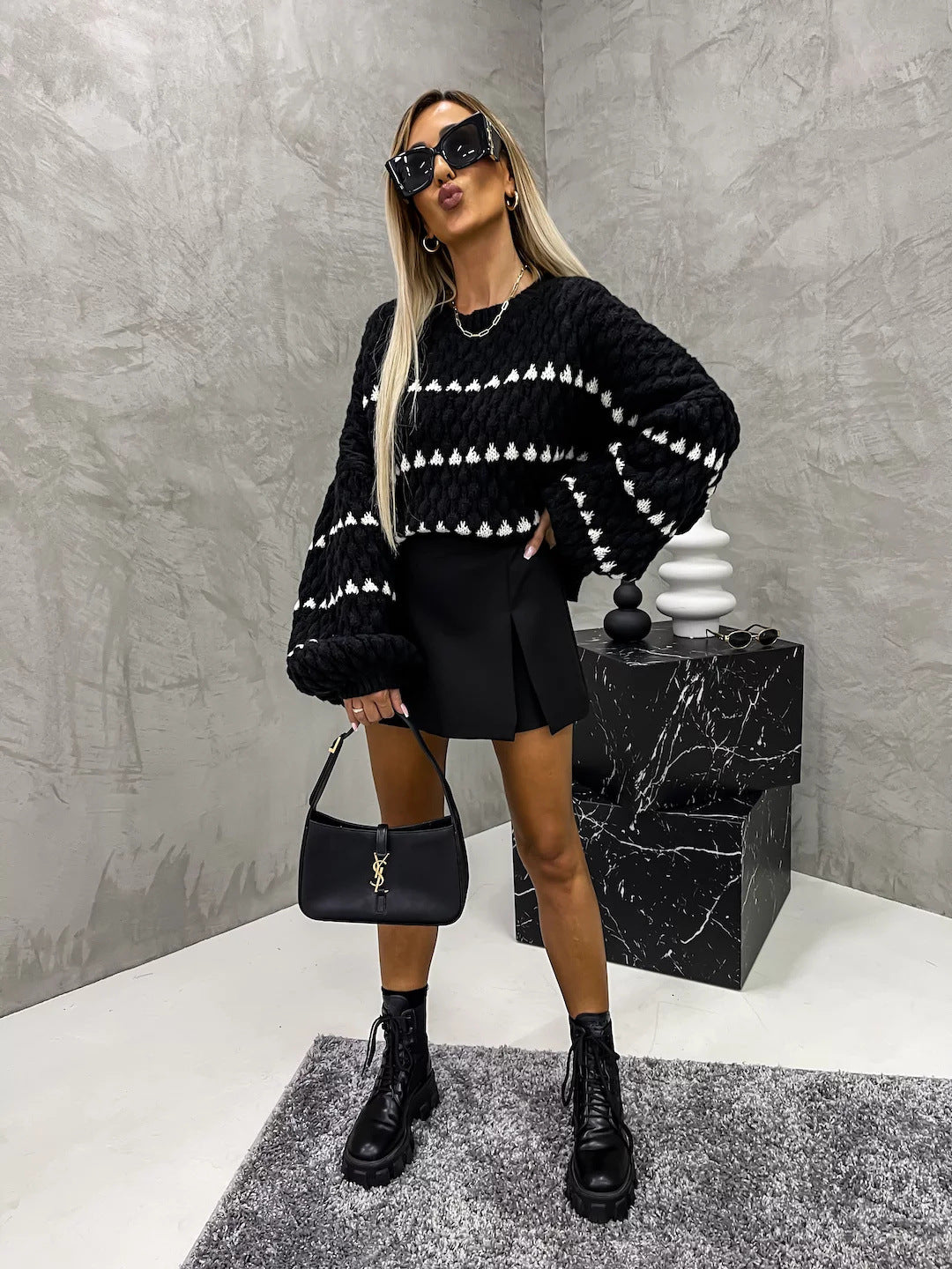 Lorena – Polka Knit Classic Sweater