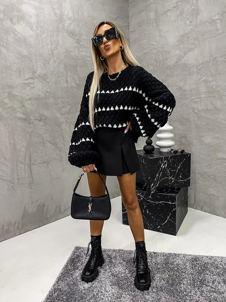 Lorena – Polka Knit Classic Sweater