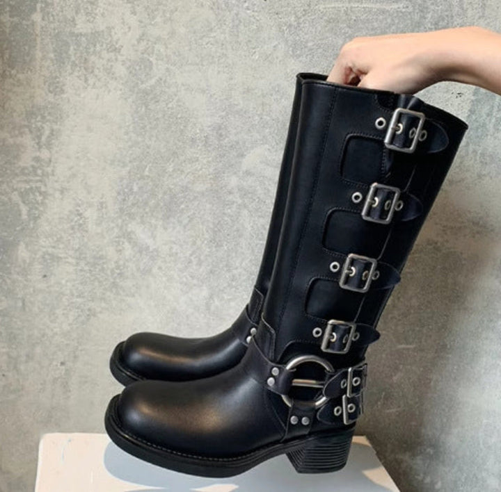 Ardelle – Buckled Moto Leather Boots