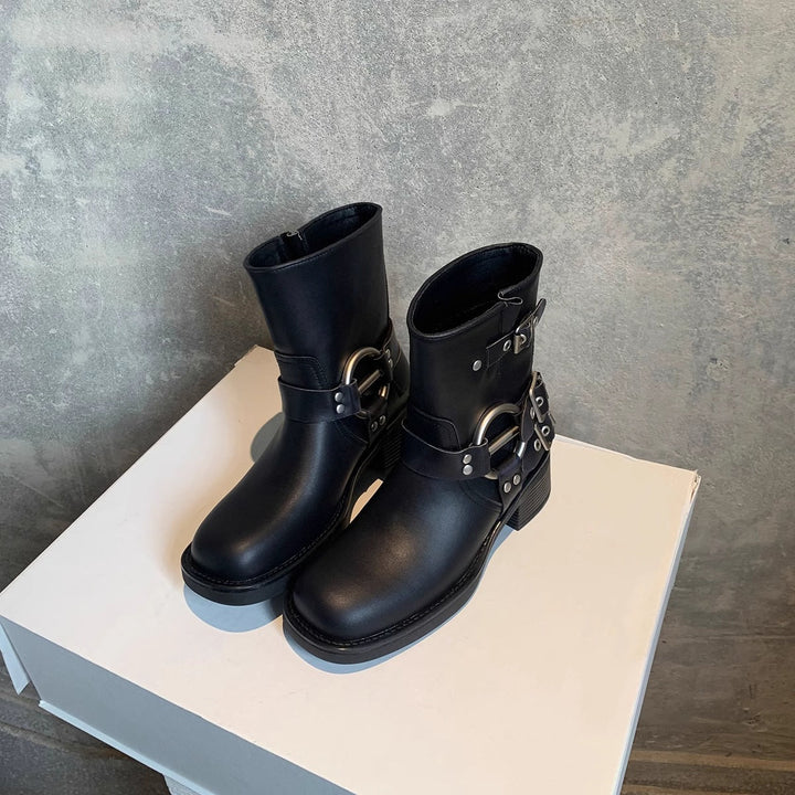 Ardelle – Buckled Moto Leather Boots