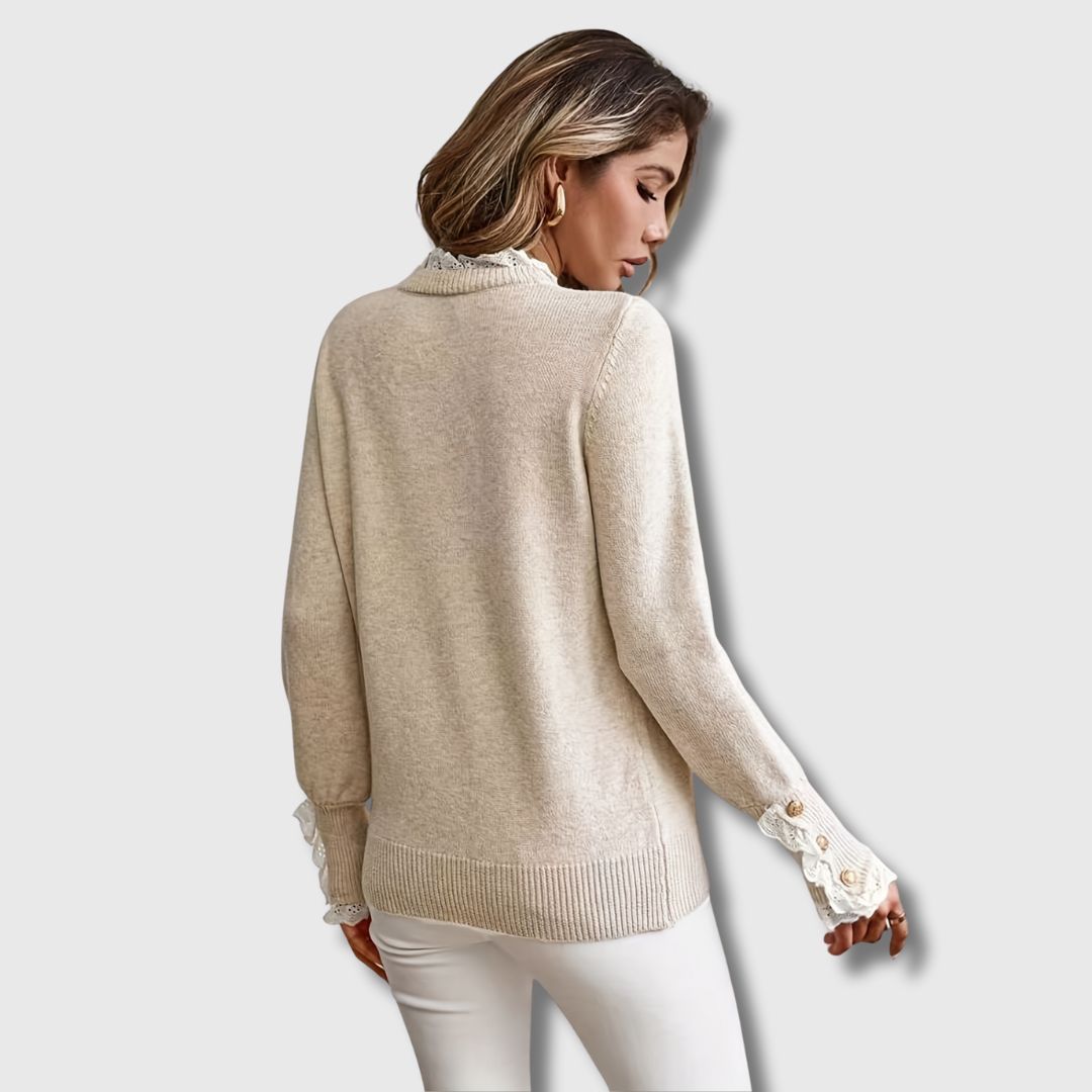 Sarena – Lace-Trim Soft Knit Sweater