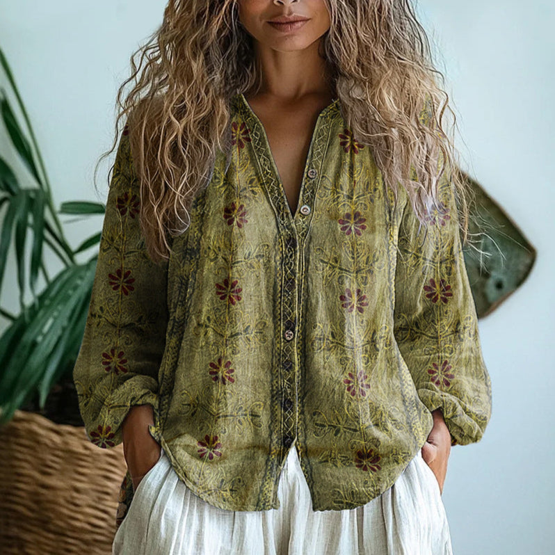 Amorielle — Floral Button Blouse