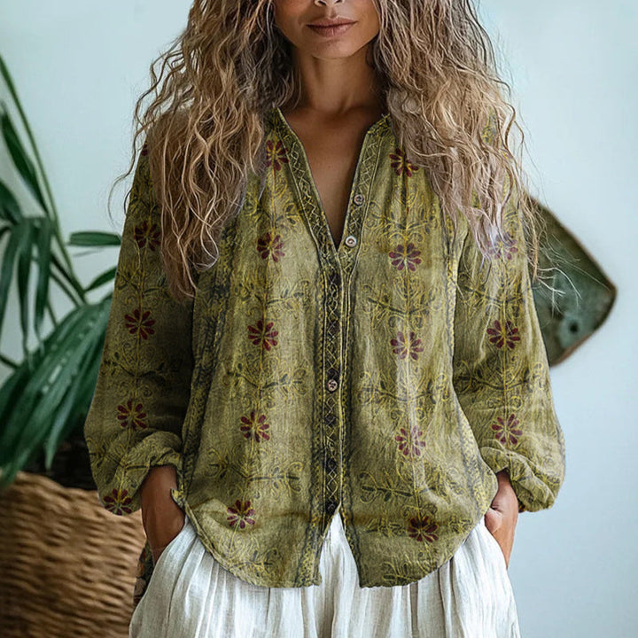 Amorielle — Floral Button Blouse
