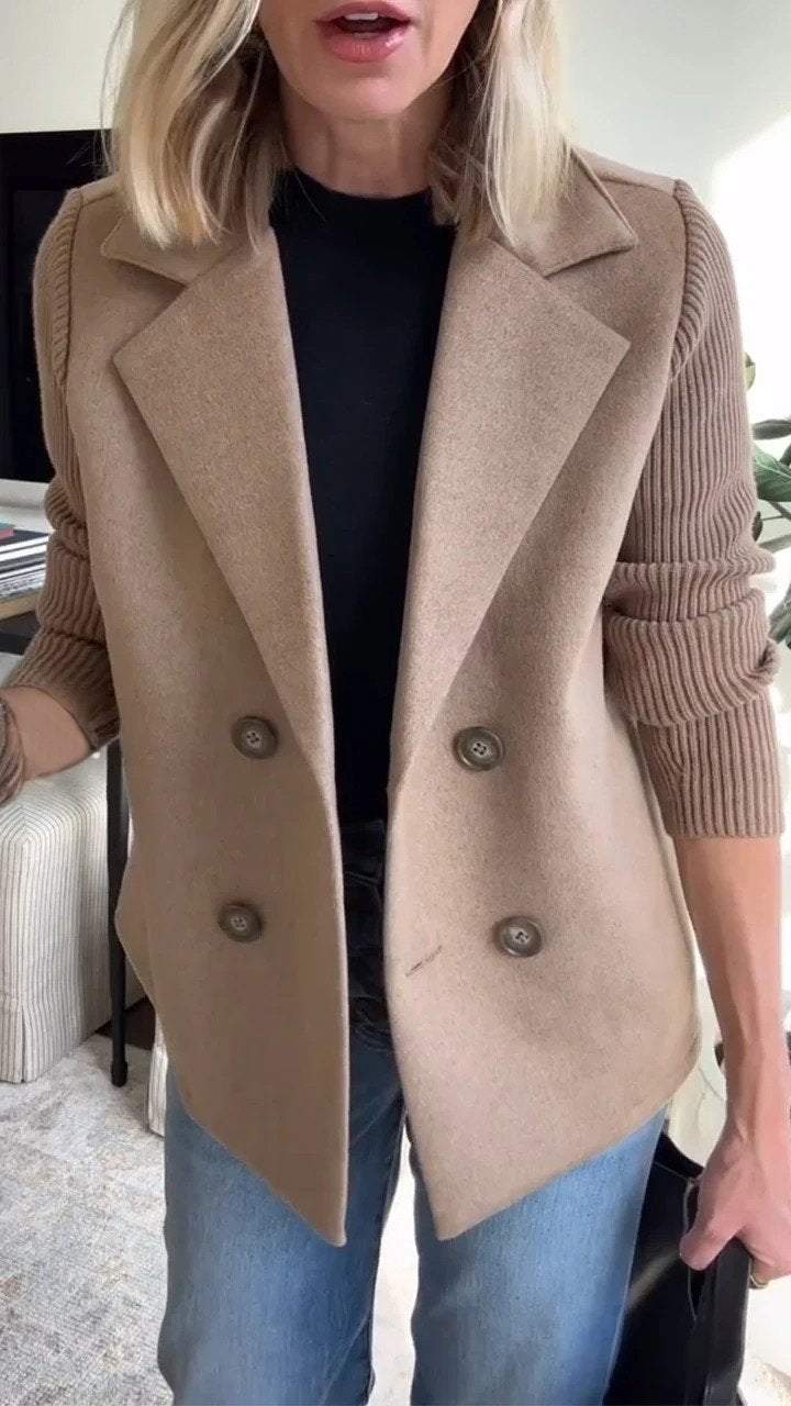 Elara – Chic Knit-Sleeve Blazer