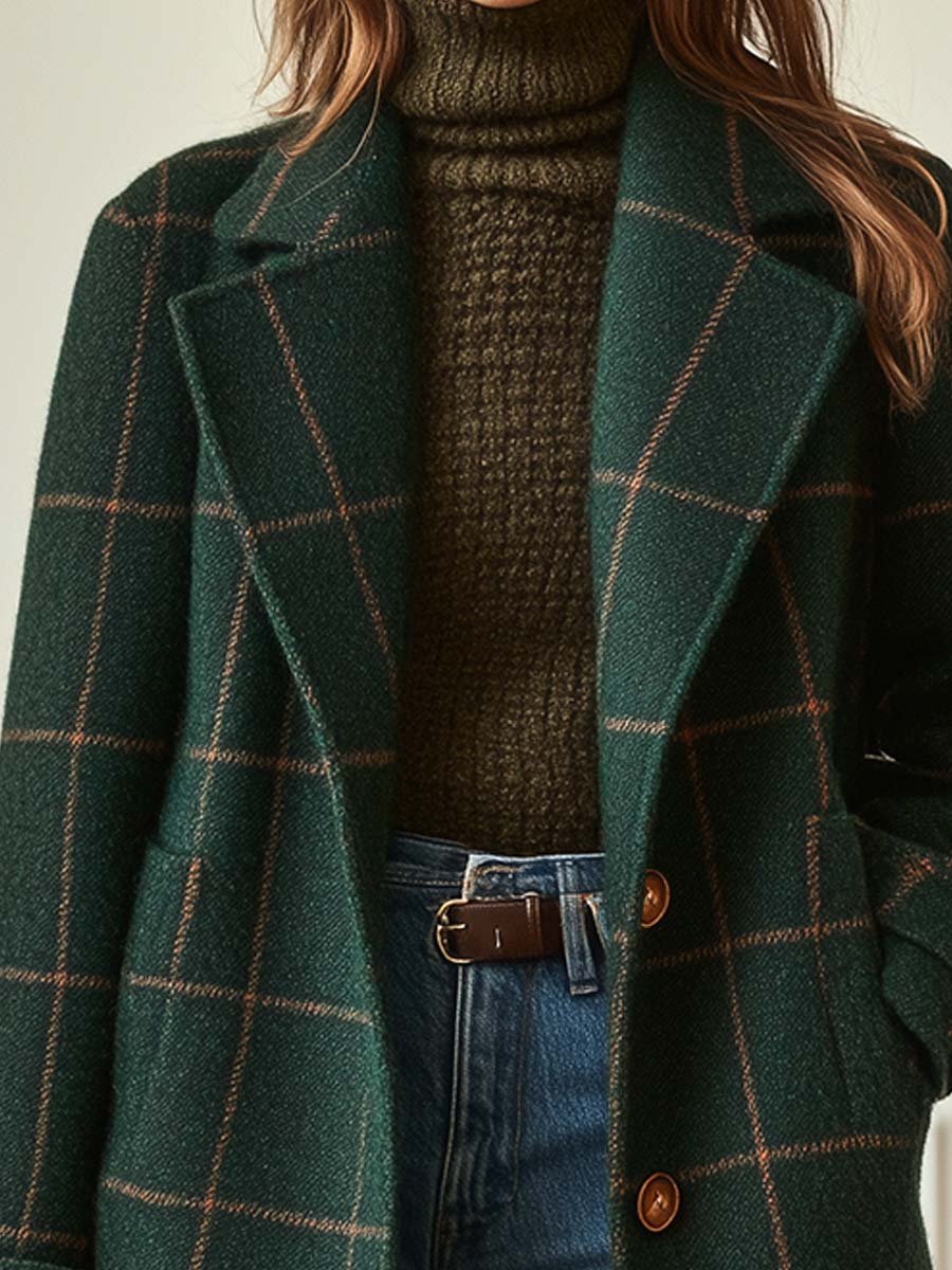 Waverly — Retro Plaid Tweed Coat