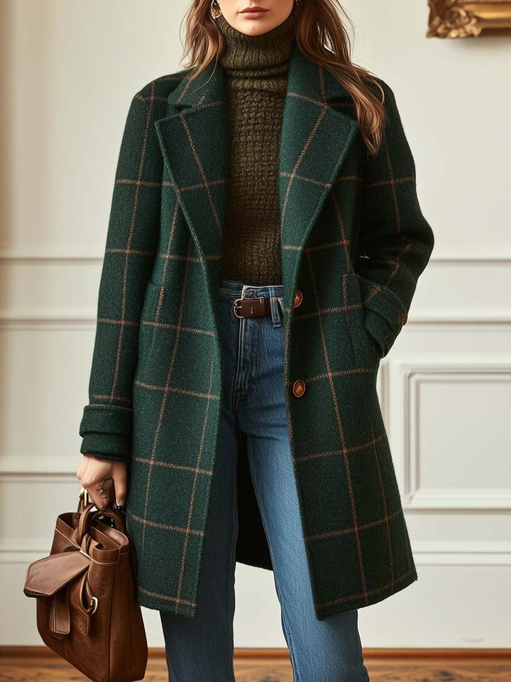 Waverly — Retro Plaid Tweed Coat