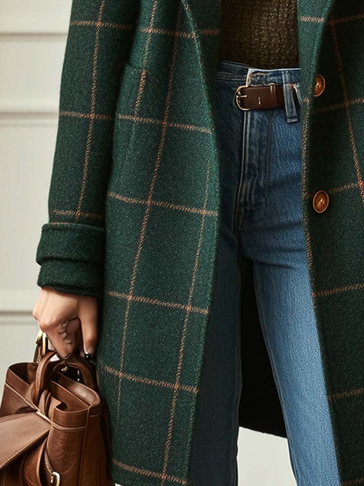 Waverly — Retro Plaid Tweed Coat